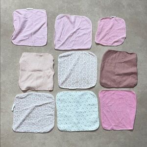 Bundle Lot Of 9 Kids Soft Washcloth Set - Pink and White